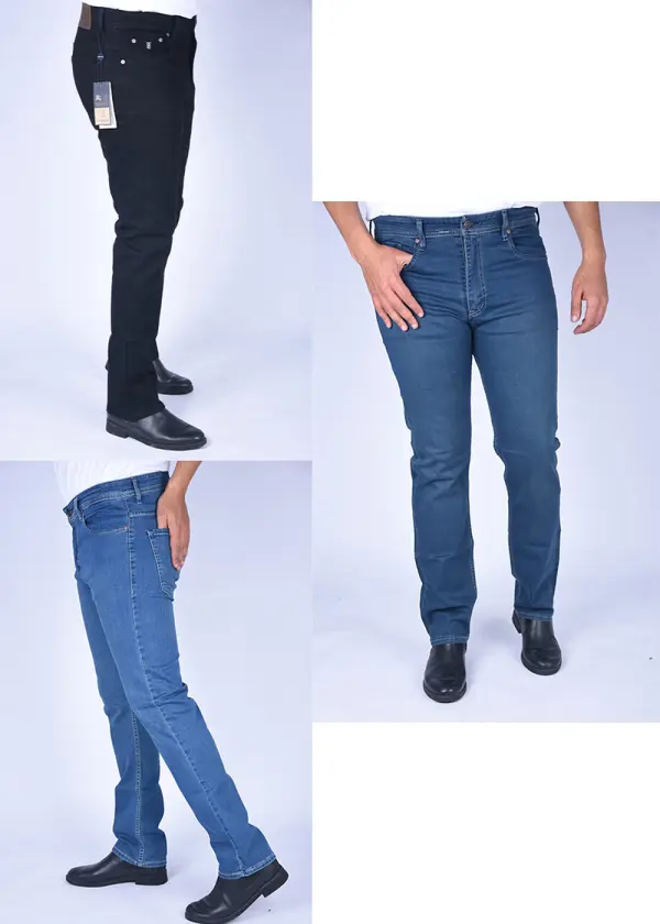 Pack de 3 jeans De Luxe en denim stretch confortable Ref-Pck44571 ( Noir + Bleu Nuit + Bleu dirty )
